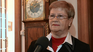 Dora Huguenin, museum tour guide in Le Locle, Switzerland